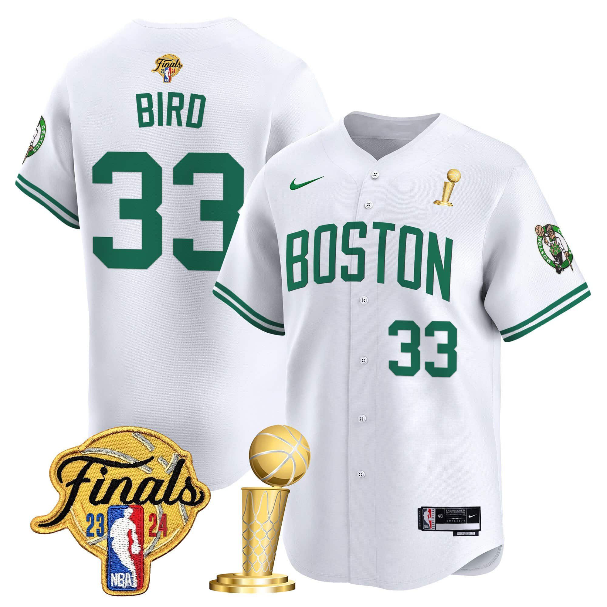 Men Boston Celtics #33 Bird White 2024 Nike Final & Champions Patch Baseball NBA Jersey->boston celtics->NBA Jersey